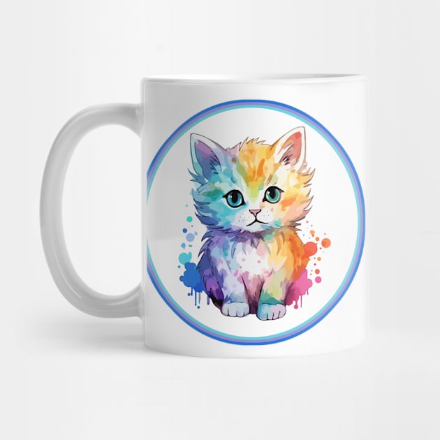 Cute Fluffy Painted Kitten with bright colors by dlinca